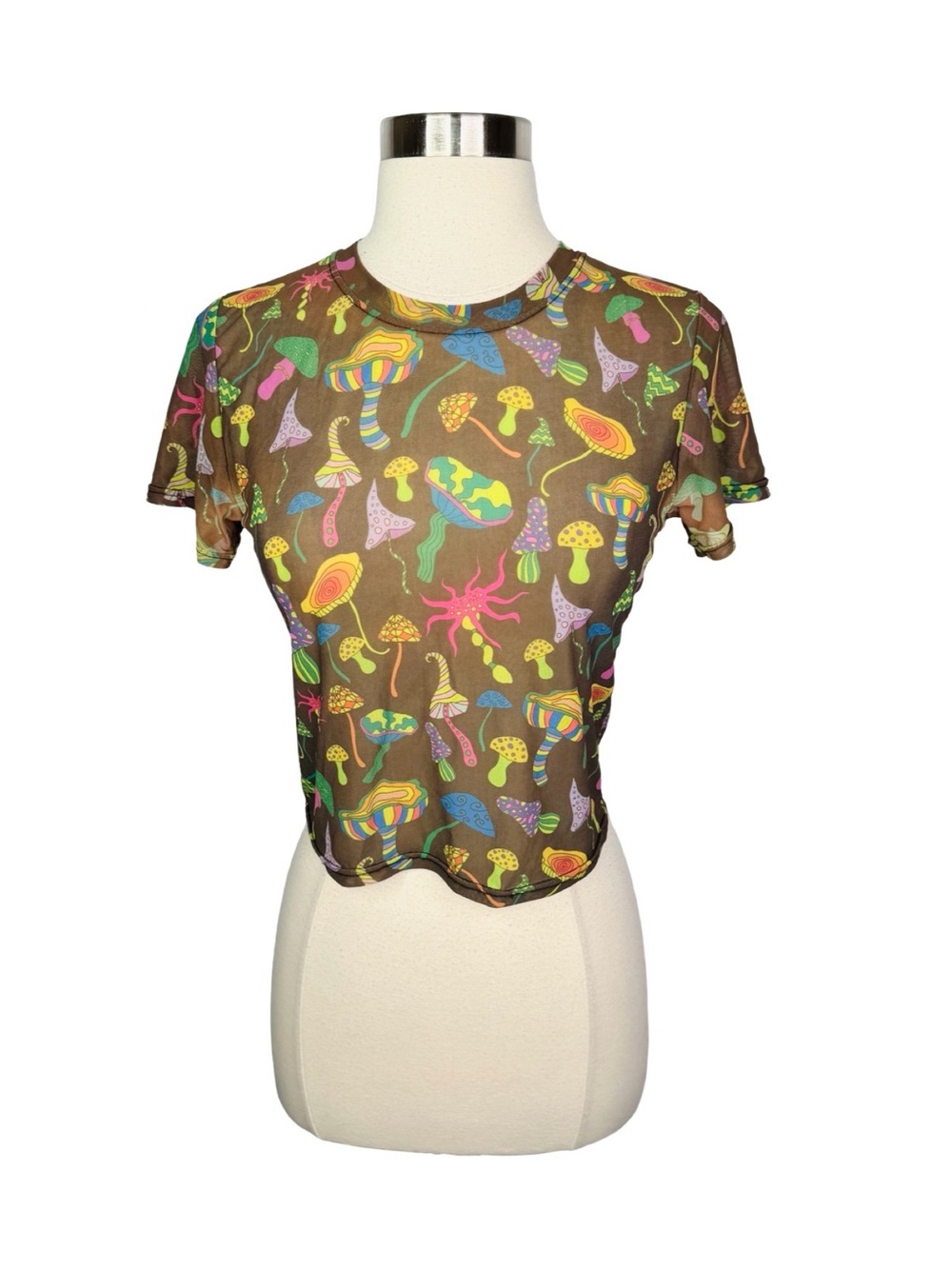 WoWo Sheer Mushroom Mesh Top - Size Large